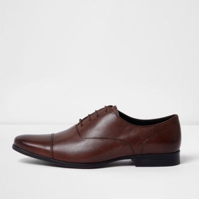 Dark brown smart leather derby shoes